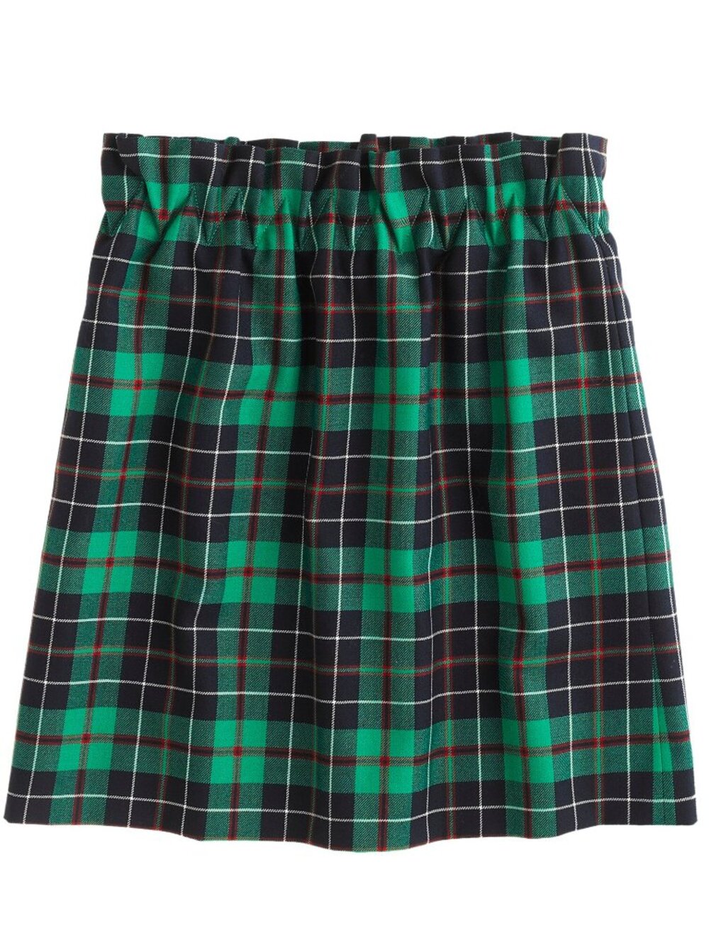 NWT J. Crew Womens Size 2 Green Blue Pull-On 100% Wool Plaid Mini Skirt NEW